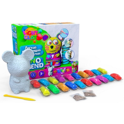 Комплект лек скачащ пластелин TM Moon Light Clay  с пенапластова фигура за основа .